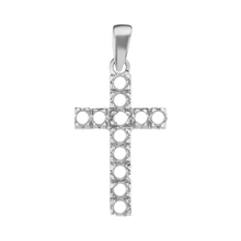 Load image into Gallery viewer, 14K Gold Contemporary Classic Cross 12 Stone Pendant Mounting (27 x 12 mm)