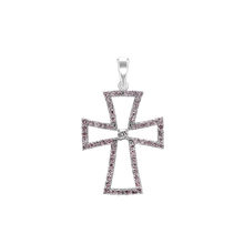 Load image into Gallery viewer, ITI NYC Cross Pattee Pendant with Cubic Zirconia in Sterling Silver