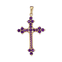 Load image into Gallery viewer, ITI NYC Trinity Cross Pendant with Purple Cubic Zirconia in Sterling Silver