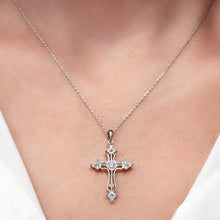 Load image into Gallery viewer, ITI NYC Trinity Cross Pendant with Cubic Zirconia in Sterling Silver