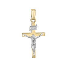 Load image into Gallery viewer, Gold-Filled Two-Tone Crucifix Medallion (3/8 inch - 3/4 inch)