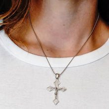 Load image into Gallery viewer, ITI NYC Trefoil Crucifix Pendant in Sterling Silver