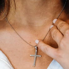 Load image into Gallery viewer, ITI NYC Classic Cross Pendant with Cubic Zirconia in Sterling Silver