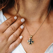 Load image into Gallery viewer, ITI NYC Pattee Cross Pendant Medallion with Black Enamel in Sterling Silver