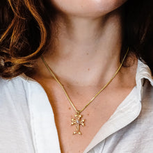 Load image into Gallery viewer, ITI NYC Armenian Cross Pendant with Cubic Zirconia and Red Enamel in Sterling Silver