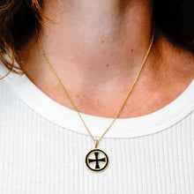 Load image into Gallery viewer, ITI NYC Pattee Cross Pendant Medallion with Black Enamel in Sterling Silver