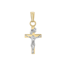 Load image into Gallery viewer, Gold-Filled Two-Tone Crucifix Medallion (3/8 inch - 3/4 inch)