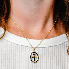 Load image into Gallery viewer, ITI NYC Papal Cross Pendant Medallion with Black Enamel in Sterling Silver