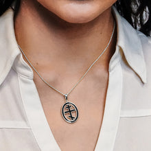 Load image into Gallery viewer, ITI NYC Orthodox Cross Pendant Medallion with Black Enamel in Sterling Silver