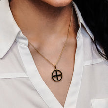 Load image into Gallery viewer, ITI NYC Greek Cross Pendant Medallion with Black Enamel in Sterling Silver