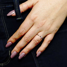 Load image into Gallery viewer, Stackable Cross Ring with Stones in Sterling Silver