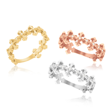 Load image into Gallery viewer, Stackable Cross Ring with Stones and Crown Design in 14K Gold