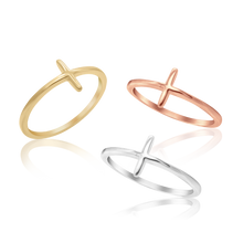 Load image into Gallery viewer, Stackable Sideways Cross Ring in Sterling Silver