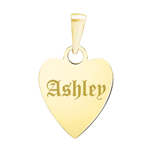 Load image into Gallery viewer, Sterling Silver 18K Yellow Gold Finish Heart Disc Charm With Optional Engraving (.030" thickness)