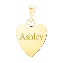 Load image into Gallery viewer, 14K Yellow Gold Heart Disc Charm With Optional Engraving (.025" thickness)