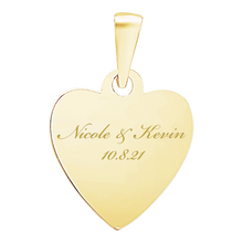 Load image into Gallery viewer, Sterling Silver 18K Yellow Gold Finish Heart Disc Charm With Optional Engraving (.030" thickness)
