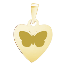 Load image into Gallery viewer, Sterling Silver 18K Yellow Gold Finish Heart Disc Charm With Optional Engraving (.030" thickness)