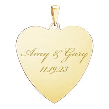 Load image into Gallery viewer, Sterling Silver 18K Yellow Gold Finish Heart Disc Charm With Optional Engraving (.030" thickness)