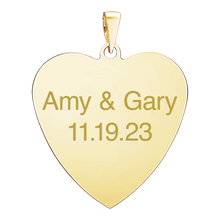 Load image into Gallery viewer, Sterling Silver 18K Yellow Gold Finish Heart Disc Charm With Optional Engraving (.030" thickness)