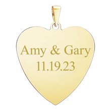 Load image into Gallery viewer, 14K Yellow Gold Heart Disc Charm With Optional Engraving (.025" thickness)