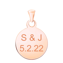 Load image into Gallery viewer, 14K Rose Gold Round Disc Charm With Optional Engraving (.025" thickness)