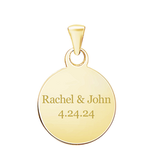 Load image into Gallery viewer, Sterling Silver 18K Yellow Gold Finish Round Disc Charm With Optional Engraving (.030" thickness)