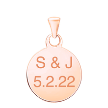 Load image into Gallery viewer, 14K Rose Gold Round Disc Charm With Optional Engraving (.025" thickness)