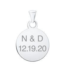 Load image into Gallery viewer, 14K White Gold Round Disc Charm With Optional Engraving (.025" thickness)