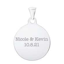 Load image into Gallery viewer, 14K White Gold Round Disc Charm With Optional Engraving (.025" thickness)