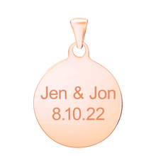Load image into Gallery viewer, 14K Rose Gold Round Disc Charm With Optional Engraving (.025" thickness)