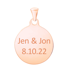 Load image into Gallery viewer, 14K Pink Gold Round Disc Charm With Optional Engraving (.025" thickness)