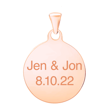 Load image into Gallery viewer, 14K Rose Gold Round Disc Charm With Optional Engraving (.025" thickness)