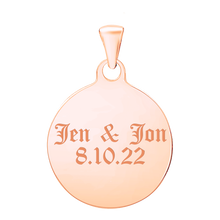 Load image into Gallery viewer, 14K Rose Gold Round Disc Charm With Optional Engraving (.025" thickness)