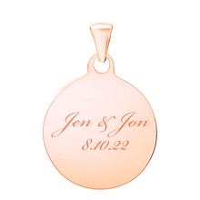 Load image into Gallery viewer, 14K Pink Gold Round Disc Charm With Optional Engraving (.025" thickness)