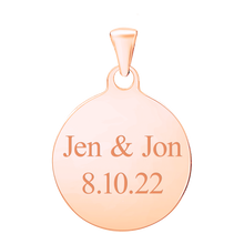 Load image into Gallery viewer, 14K Pink Gold Round Disc Charm With Optional Engraving (.025" thickness)
