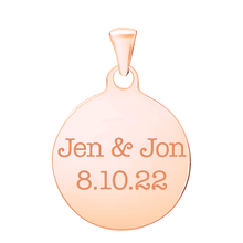 Load image into Gallery viewer, 14K Pink Gold Round Disc Charm With Optional Engraving (.025" thickness)