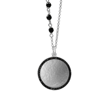 Load image into Gallery viewer, Large Disk Necklace with Cubic Zirconia in Sterling Silver (27 x 21 mm)