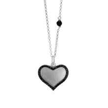 Load image into Gallery viewer, Heart Disk Necklace with Cubic Zirconia in Sterling Silver (20 x 18 mm)