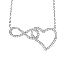 Load image into Gallery viewer, Infinity & Heart Necklace in Sterling Silver (32 x 16 mm)