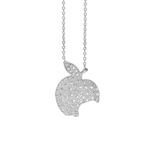 Load image into Gallery viewer, Big Apple with Bite Necklace in Sterling Silver (23 x 17 mm)