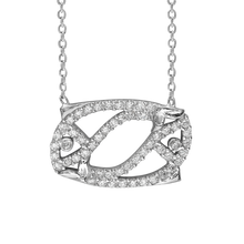 Load image into Gallery viewer, Pisces Necklace with Cubic Zirconia in Sterling Silver (11 x 17 mm)