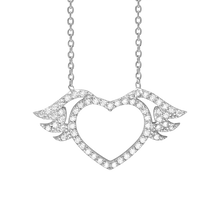 Load image into Gallery viewer, Winged Heart Necklace in Sterling Silver (16 x 29 mm)