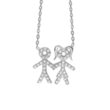 Load image into Gallery viewer, Boy & Girl Necklace in Sterling Silver (14 x 14 mm)