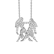 Load image into Gallery viewer, Gemini Necklace with Cubic Zirconia in Sterling Silver (19 x 16 mm)