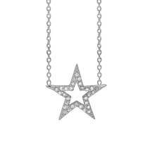 Load image into Gallery viewer, Open Star Necklace in Sterling Silver (16 x 17 mm)