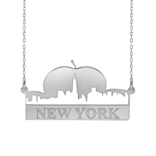 Load image into Gallery viewer, Big Apple New York Necklace in Sterling Silver (32 x 16 mm)