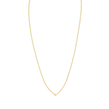 Load image into Gallery viewer, Diamond or Gemstone Round Bezel Charm in 14K Yellow Diamond Cut Cable Necklace (16-18" Extension)