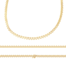 Load image into Gallery viewer, 3 Prong Round Tennis Necklace Mounting in 14K Gold (.15 ct / 3.4 mm)