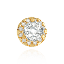 Load image into Gallery viewer, 14K Gold ITI NYC Round Three Prong Halo Earrings