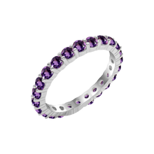 Load image into Gallery viewer, Round Eternity Bands with Diamond or Gemstone Birthstones in 14K White Gold (2.50 mm / .05 ct)
